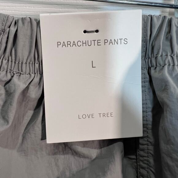 Love Tree Parachute Pants Gray Size Large Elastic Waistband Ripcord NWT - Picture 7 of 10